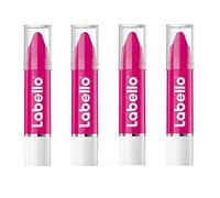 Labello Crayon Lipstick Hot Pink Lápiz de labios en paquete de 4 x 3 g, bálsamo labial con fórmula enriquecida con aceites naturales, hidratante para labios nutritivo fucsia brillante
