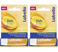 Labello Mango Shine, bálsamo labial perfumado con aceites naturales y aroma a mango, bálsamo labial nutritivo para un brillo delicado en los labios (4,8 g) (Paquete de 2)