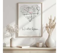 LabelQueen Donde todo comenzó - Imagen personalizada con tarjeta de coordenadas regalo para parejas y familia - Ideal como regalo de aniversario para él y ella - Regalos de pareja novia (corazón +