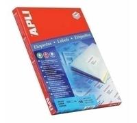 APLI 1292 - Etiquetas blancas permanentes adhesivas imprimibles, Inkjet-Laser-Copy, tamaño etiqueta 105 x 70 mm, cantos rectos, pack de 100 hojas A4 (800 etiquetas) , ideal para sobres