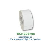 Labels, Zebra, Papel normal, Z-Perform 1000T, Anchura: 101.6 mm, Altura: 203.2 mm, Diámetro: 200 mm, Diámetro del núcleo: 76 mm