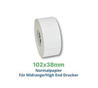 Labels, Zebra, Papel normal, Z-Perform 1000T, Anchura: 101.6 mm, Altura: 38.1 mm, Diámetro: 200 mm, Diámetro del núcleo: 76 mm