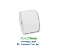 Labels, Zebra, Papel normal, Z-Perform 1000T, Anchura: 70 mm, Altura: 30 mm, Diámetro: 127 mm, Diámetro del núcleo: 25.4 mm