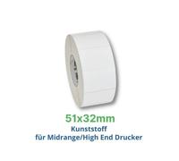 Labels, Zebra, Plástico, Z-Ultimate 3000T White, Anchura: 50.8 mm, Altura: 31.75 mm, Diámetro: 127 mm, Diámetro del núcleo: 25.4 mm