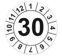 LabelTec 26 placas de prueba anuales con número de año para inspección, mantenimiento, inspección en equipos de equipos, máquinas, autoadhesivas, resistentes al agua, LTC010 (100, 2030, 20 mm)