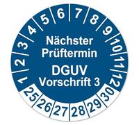 LabelTec Etiquetas de prueba para próxima cita de prueba DGUV, reglamento 3 pegatinas de prueba 2025-2030, pegatinas de comprobación, etiquetas de vinilo, autoadhesivas, resistentes al agua LTA019 (10