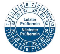 LabelTec Last + Next Test Fecha de prueba - Etiquetas adhesivas impermeables LTB013 (10, azul)