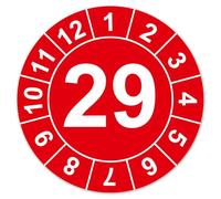 LabelTec Placa de prueba anual 29 con número de año para inspección de mantenimiento, inspección en equipos de equipos, máquinas, etiquetas de verificación, autoadhesivas, resistentes al agua, LTC031