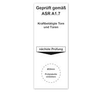LabelTec Plaquetas básicas para placas de prueba según ASR A1.7, 40 x 100 m, para puertas y puertas con accionamiento de fuerza, resistentes al agua, autoadhesivas, LTH013 (5, para 20 mm de diámetro)