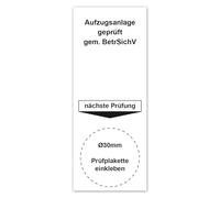 LabelTec Plaquetas básicas para placas de prueba, sistema de ascensor, probado según BetrSichV, 40 x 100 m, etiquetas de verificación, etiquetas de PVC, resistentes al agua, autoadhesivas LTH011 (50