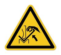 LabelTec Señal de advertencia peligro de aplastamiento manual entre prensa, pieza de trabajo según DIN EN ISO 7010 ASR A1.3 W030 - Adhesivo de seguridad para industria, taller, producción LTI033 (10