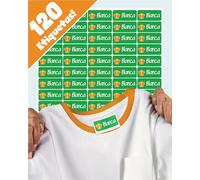 LabelTiger® Pegatinas Personalizadas Nombre para Marcar Ropa y Objetos - 120 piezas, Etiquetas Adhesivas Impermeables para Niños en la Escuela o la Guardería - Verde