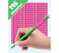 LabelTiger® Pegatinas Personalizadas para marcar lápices y bolígrafos - 195 Unidades, Autoadhesivas y Resistentes al Agua, para Niños en la Escuela y la Guardería - Rosa