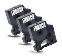 Labelwell 3x 12mm x7m Cintas de Etiqueta Compatible para Dynmo D1 45010 S0720500 Negro sobre Transparent para Dynmo LabelManager 160 280 260P 360D 420P 500TS LabelWriter 450 DUO LabelPoint 150