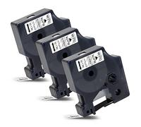 Labelwell 3x 9mm x 7m Cintas de Etiqueta Compatible para Dynmo D1 40910 S0720670 Negro sobre Transparent para Dynmo LabelManager 160 280 260P 360D 420P 500TS LabelWriter 450 DUO LabelPoint 150
