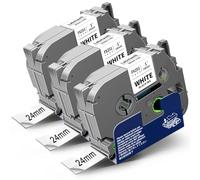 Labelwell 3x Cinta de Etiquetas Flexible Compatible para Brother TZe-FX251 TZeFX251 TZ-FX251 24mm Negro sobre Blanco para Brother PT-P710BT PT-P700 PT-E500VP PT-P750W PT-D600VP PTH500 PT-P900 PTP900W