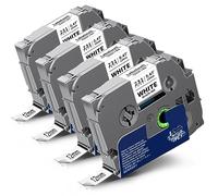 Labelwell 4x cintas de etiquetas compatibles con Brother TZe-231 12mm 0,47 | Cinta laminada blanca para Brother P-Touch PT-E110 PT-D400 H105WB D210 H110 H107B H100LB Negro sobre Blanco