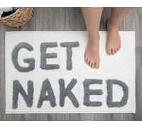 LABEND HOME Get Naked - Tapete de baño divertido con respaldo antideslizante, microfibra capitoné de secado rápido, lavable a máquina, para decoración de baño moderna, bohemia y minimalista (blanco)