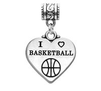LaBenie Colgante de corazón de baloncesto con texto en inglés "I Love Basketball", Metal