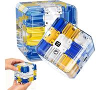 Laberinto 3D con Forma De Cubo: Un Divertido Juguete Ingenio, Bola Mágica Y Rompecabezas Lógica Espacial(Blue)