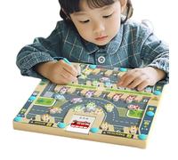 Laberinto De Estacionamiento De Alfabeto Magnético - Construcción De Madera De Treinta por Veintinueve En Un Punto Centímetros, Juguete De Puzzle Educativo con Alfabeto, Actividad Sensorial De