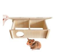 Laberinto de hámster de madera - Escondite multicámara, sala de actividades para animales pequeños | Escondite rectangular para hámster de 2 habitaciones con múltiples cámaras, hábitat modular para