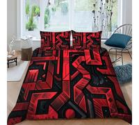 Laberinto Funda De Edrojoón Rojo 3D Microfibra Ropa De Cama 2 Fundas De Almohada para Decoración del Dormitorio Niños Y Hombres Super King（260x220cm）