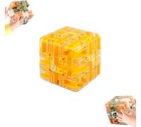 Laberinto grande 3D Puzzle Maze Cube, 2 en 1 de laberinto de bolas de cubo mágico, juego de rompecabezas de laberinto 3D, juego de rompecabezas de cubo interactivo, juguete educativo regalo (amarillo)