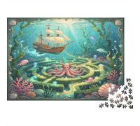 Laberinto Submarino Pulpo Puzzle de 1000 Piezas Papel para Adultos Aventura Marina Juego de Puzzle 1000 Piezas Relajación Decoración Regalo 52x38cm/1000pcs
