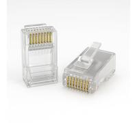 Labgear Conector Ethernet 8P8C UTP con contactos chapados en oro de 50 µ, conector RJ45 para cable sólido y trenzado Cat6 24-26 AWG, transparente, paquete de 50