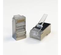 Labgear Conector Ethernet blindado Cat5e RJ45 8P8C STP con contactos chapados en oro de 50 µ, enchufe RJ45 para cable Cat5e sólido y trenzado 24-26 AWG, paquete de 50