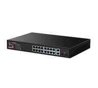 Labgear Interruptor de Red Gigabit PoE de 16 Puertos, Alcance de 300 m no administrado Ethernet de Alta Velocidad con Rango extendido, Montaje en Escritorio o Pared, Carcasa de Metal Duradera
