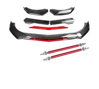 Labio Alerón 5 Piezas Universales Mayoría Los Parachoques Delanteros Automóviles Divisor Labios Carrocería con Carbono Rojo Y Negro 2 Barras Soporte Varilla 20Cm Delantero Spoiler(Carbon Black Red 1)