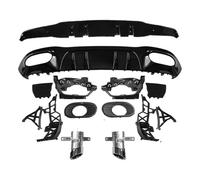 Labio Delantero para Benz W177 Hatchback para AMG Styling A35 2019 Rejilla Delantera Parachoques Difusor Labios Silenciador Punta Escape Divisor Alerón Aleta(with Silver Mufflers)