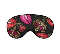Labios bordados, rosas, flores y corona, máscara para dormir, cubierta de noche, ojo para mujeres, hombres, BlockLight para avión, viaje, siesta, correa ajustable