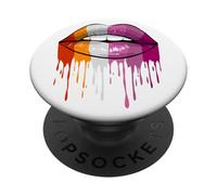 Labios de la Bandera del Orgullo lésbico PopSockets PopGrip Adhesivo
