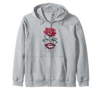 Labios de rosas rojas por goteo de flores alternativas para mujeres y niñas Sudadera con Capucha