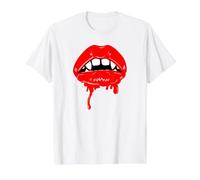 Labios de Vampiro con Colmillos Camiseta gráfica económica, Hombre, Blanco, M
