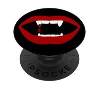 Labios del vampiro en rojo y blanco en Negro AFB0670 PopSockets PopGrip: Agarre intercambiable para Teléfonos y Tabletas