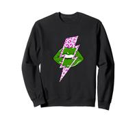 Labios iluminadores rosa y verde Gráfico verde y rosa Sudadera