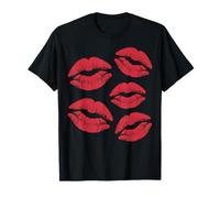 Labios Rojos Beso impresión lápiz Labial patrón romántico diseño Camiseta