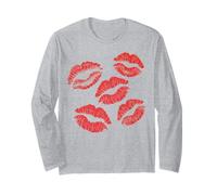 Labios Rojos Beso impresión lápiz Labial patrón romántico diseño Manga Larga