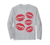 Labios Rojos Beso impresión lápiz Labial patrón romántico diseño Manga Larga