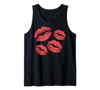 Labios Rojos Beso impresión romántico lápiz Labial patrón diseño Camiseta sin Mangas
