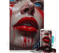 Labios Rojos de Mujer,Rompecabezas de 1000 Piezas para Adolescentes,estimulación cognitiva,Divertido,Cierre Seguro,sin Piezas Sueltas,una Forma entretenida de Pasar el Tiempo Libre (50x75cm)