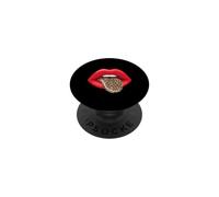 Labios Rojos Leopardo Lengua Vintage Animal Print gráfico PopSockets PopGrip Adhesivo