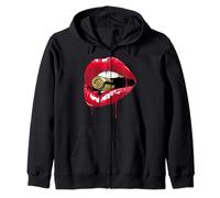 Labios Rojos Mordiendo Bala Sudadera con Capucha
