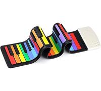 LABLADUO Piano Enrollable, Piano Enrollable de 49 Teclas, portátil, de Silicona, Plegable, Colorido, Teclado Suave, Piano Electrónico, tecla arcoíris Recargable