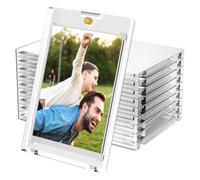Labmilon 10 Piezas Fundas para Cartas, Fundas Cartas Magnéticas, Transparentes Cartas Coleccionables Marco, Fundas Cartas Magnéticas, Estuche Protector de Tarjetas para Tarjetas de Deportes de Juego