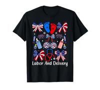 Labor Delivery Nurse Patriotic 4th Of July American Flag Tee Camiseta